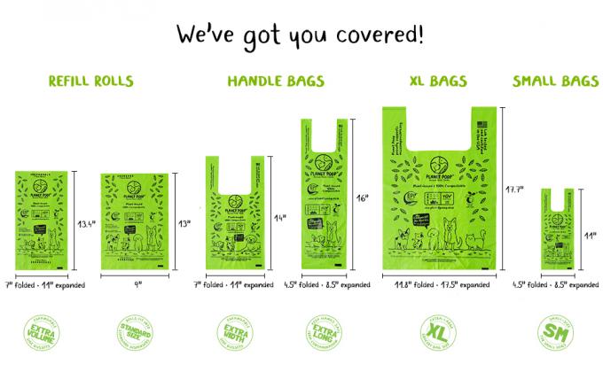 Planet Poop Compostable Pet Waste Bags Dog Doggie Biodegradable Refill Handle XL Small