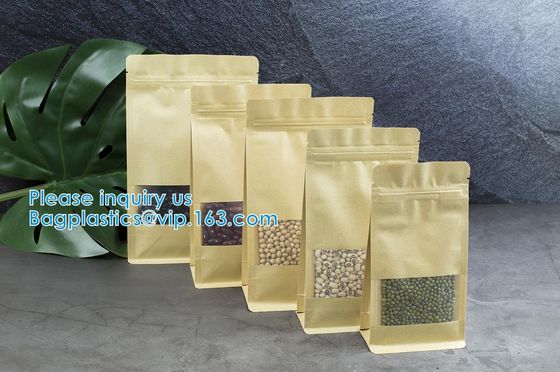 China White Kraft Paper Stand Up Zipper Pouches Aluminum Foil High Barrier Quad Seal Bag For Food Package factory