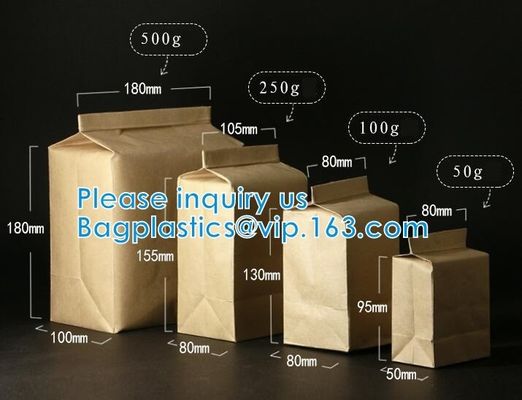 China Kraft Paper Side Gusset Bag Open Top Heat Sealing For Snack COOKIE Tea Take Out factory