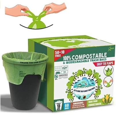 100% BIODEGRADABLE COMPOSTABLE TRASH BAGS,Biodegradable Compostable Trash, Eco-friendly Plant-Based Recycled Trash Ba