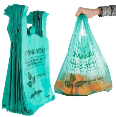 PLA+PBAT Customized Compostable Biodegradable Plastic T-Shirt Bags, Biodegradable Compostable Vest Bags For Shopping