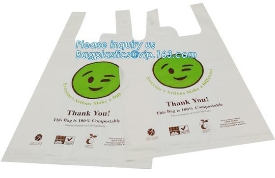 T-Shirt 100% Biodegradable Plastic Charity Bag, Custom Printing Plastic Flat Poly Bags With Air Hole, Charity Donations