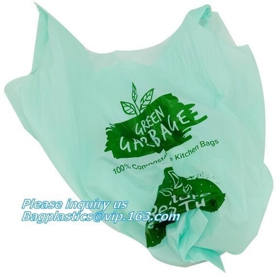 Cornstarch Garbage Biodegradable Kitchen Bin Liner Compostable Flat Trash Bag On Roll, Biobag Compostable Kitchen Caddy