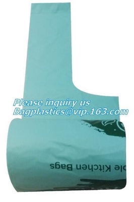Cornstarch Garbage Biodegradable Kitchen Bin Liner Compostable Flat Trash Bag On Roll, Biobag Compostable Kitchen Caddy