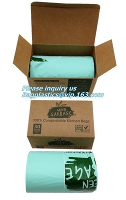 Cornstarch Garbage Biodegradable Kitchen Bin Liner Compostable Flat Trash Bag On Roll, Biobag Compostable Kitchen Caddy