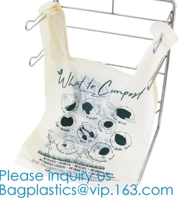 Customized Biodegradable Compostable Drawstring Garbage Bag, Compostable Garbage Bags On Roll With Drawstring, Draw Tape