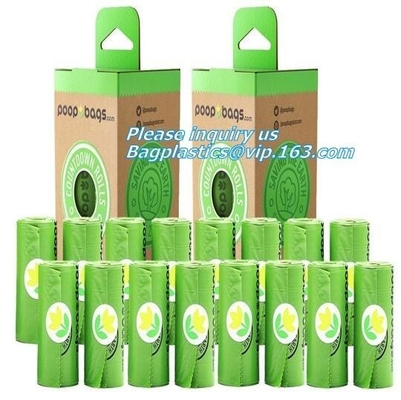 Dog Poop Bag Cornstarch Compostables, Unscented Environment Friendly Compostable Dog Pet Poop Bags, Star Seal Leak Proof