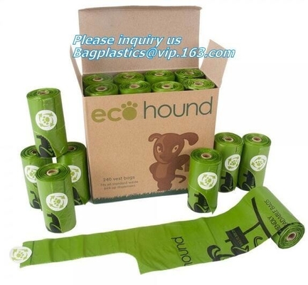 Compostable Logo Printed Colorful Pet Dog Waste Poop Plastic Garbage Bag 100% Biodegradable, Zero Waste Certified Dog Po