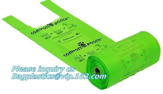 Compostable Logo Printed Colorful Pet Dog Waste Poop Plastic Garbage Bag 100% Biodegradable, Zero Waste Certified Dog Po