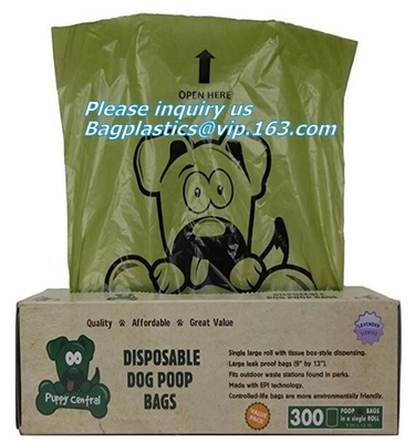 Cornstarch 100% Compostable Biodegradable Dog Poop Bags, Compostable Pet Poop Dog Print Bags, Pick Up Waste Pet Dog Poop