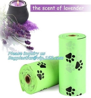 Cornstarch 100% Compostable Biodegradable Dog Poop Bags, Compostable Pet Poop Dog Print Bags, Pick Up Waste Pet Dog Poop