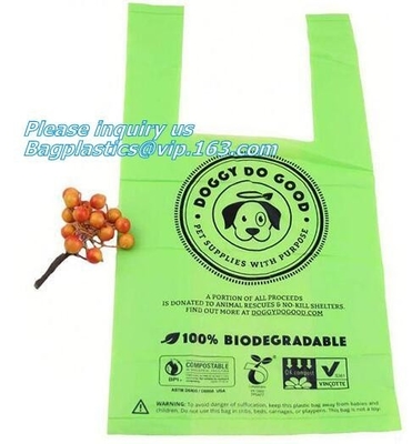 Plastarch Disposable PE Gloves Dog Poop Picker Bags Plastic Cleaning Gloves, Bags On Roll With Dispenser And Leash Clip