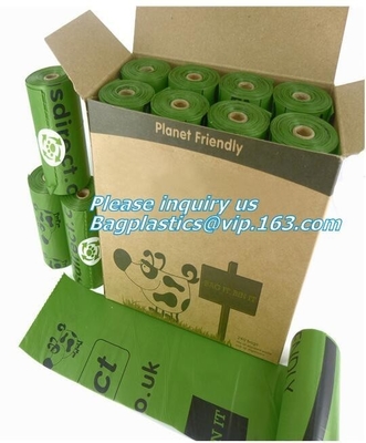 EN13432 BPI OK Compost Home ASTM D6400 Certified Biodegradable Dog Poop Bags, Dog Poop Waste Trash Bag, Toilet Compostab