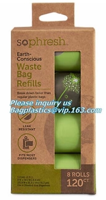Cornstarch 100% Compostable Biodegradable Dog Poop Bags, Dispenser With Recycle Waste Bag/Compostable Dog Waste Bags