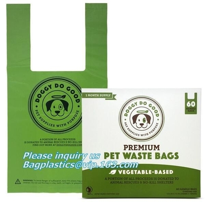 Disposable Compostable Dog Poop Bag For Pet Cleaning, Earth-Friendly Leak-Proof Dog Poop Waste Bags With Easy-Tie Handle