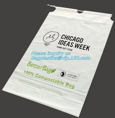 Laundry Dry Cleaning Bag Customized Printing, Hotel Laundry, PLA Biodegradable Compostable Tear Tape Tie Closure Bio