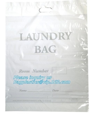 Laundry Dry Cleaning Bag Customized Printing, Hotel Laundry, PLA Biodegradable Compostable Tear Tape Tie Closure Bio