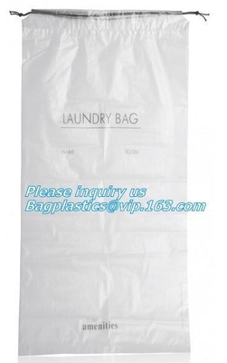 Laundry Dry Cleaning Bag Customized Printing, Hotel Laundry, PLA Biodegradable Compostable Tear Tape Tie Closure Bio