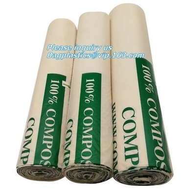 Biodegradable Compostable Garbage Bin Liners, Kitchen Bin Liner Compostable Flat Trash Bag On Roll, Bin Liner In Rol