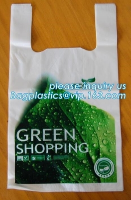En13432 Certified Custom Printed Wholesale Biodegradable Compostable Plastic Pharmacy Bag With Singlet Handle BAGS
