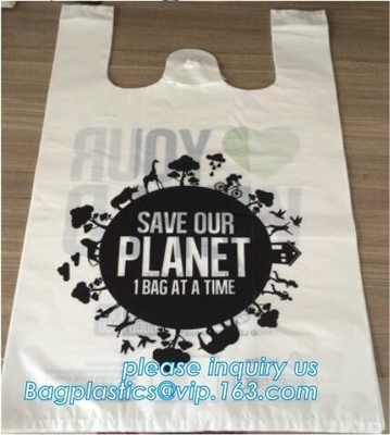En13432 Certified Custom Printed Wholesale Biodegradable Compostable Plastic Pharmacy Bag With Singlet Handle BAGS