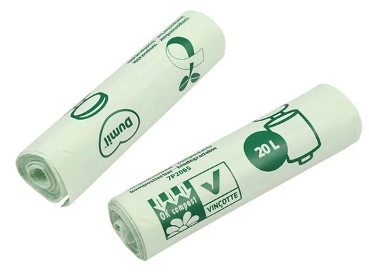 100% Biodegradable Disposable Compostable Garbage Bag, Biodegradable Kitchen Bin Liner Compostable Flat Trash Bag On Rol