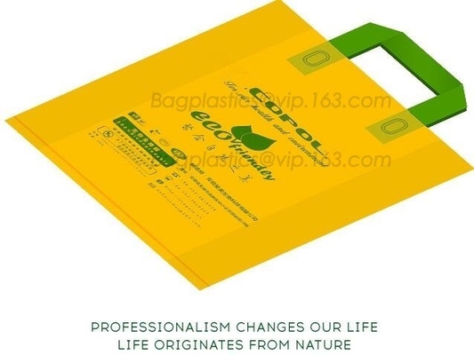 100% Compostable Shopper, Biodegradable Handle Handy Carrier Eco Bio Starch Plant Biodegradable T-Shirt Bags With Logo