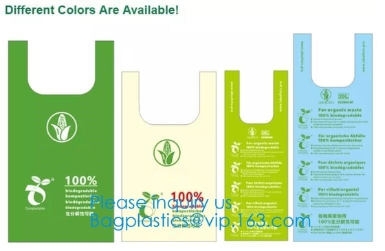 Cornstarch Biodegradable Compostable Bags PLA PBAT BIO BAGS, BIO SACKS, Handle Handy Bags, Singlet Sacks, Vest Carrier