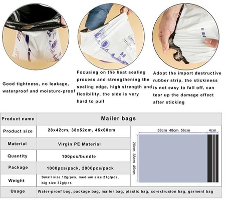White & Black Poly Mailers Self-Sealing Shipping Envelopes Plastic Mailing Bags With 2.5 Mil Thickness, BAGPLASTICS, PAC