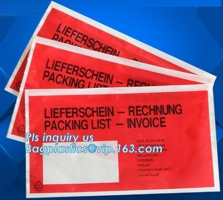 Customize plastic self adhesive packing list bag, envelope cash bag/plastic envelope cash bag used in store & bank, bagp