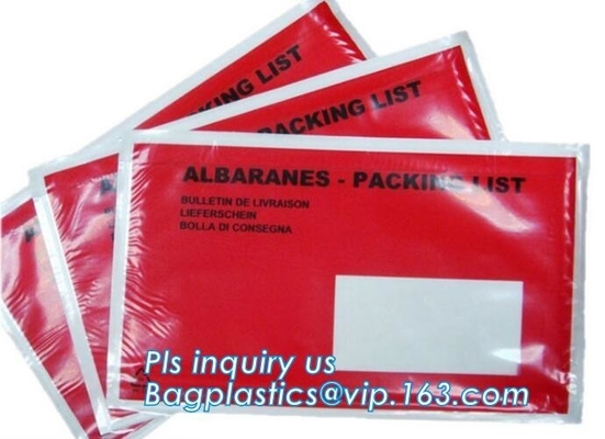 Customize plastic self adhesive packing list bag, envelope cash bag/plastic envelope cash bag used in store & bank, bagp