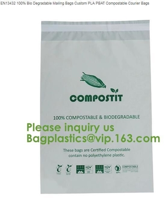 Biodegradable Compostable Plastic Courier Shipping Envelope Custom Matte Black Corn Mailers Bag Bagplastics Bageas