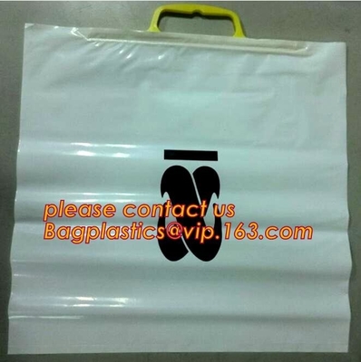 Heavy Duty Customized Printing Rigid Snap Handle Hard Plastic Bag,LDPE Rigid Handle Personal Belonging Bag bagplastics