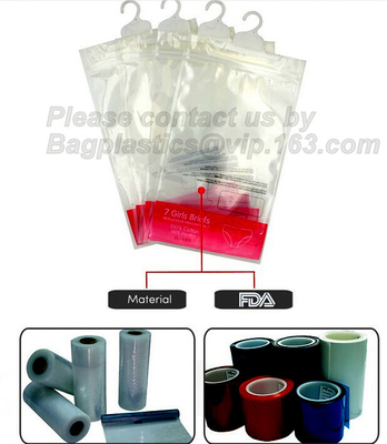 HOOK HANDLE BAGS, RIGID HANDLE ZIPPER BAGS, SWIMWEAR BAGS Custom Hanging Hook Packaging Bag