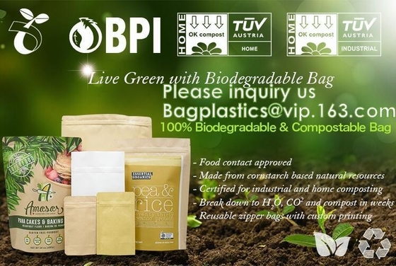 eco friendly Custom Printed 100% Biodegradable food packing bag shopping pla filament bags block bottom coffee pack bags