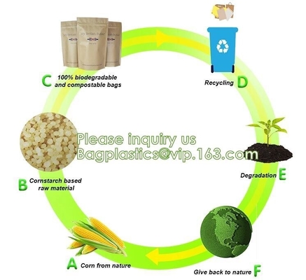 eco friendly Custom Printed 100% Biodegradable food packing bag shopping pla filament bags block bottom coffee pack bags