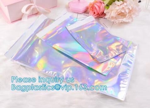 Holographic Mailer Shinny Mylar Mail bags Eyelash Kit Cosmetic Packaging Bag self-adhesive bag laser hologram neon bags