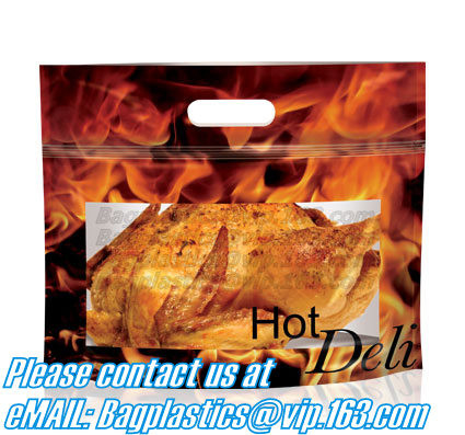 Zipper Hot Chicken Bags/ Roasted Chicken Packaging Bag With Window/ Microwaveable Grilled Chicken Bag, bagease, bagplast