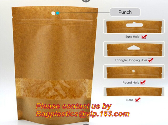 Foil Kraft Paper Bag Coconut Packaging Bags Doypack with Clear Window,500g 1kg 16oz k Food Packaging Bag Customize