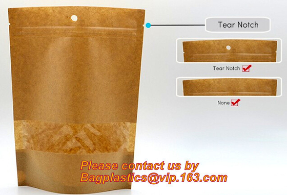 Foil Kraft Paper Bag Coconut Packaging Bags Doypack with Clear Window,500g 1kg 16oz k Food Packaging Bag Customize