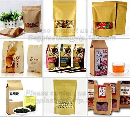 Foil Kraft Paper Bag Coconut Packaging Bags Doypack with Clear Window,500g 1kg 16oz k Food Packaging Bag Customize