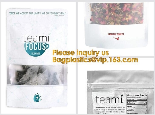 Biodegradable foil pouch standing up spice bag Clear Window Food Packaging Bag Metalized Stand Up Pouch With Zipper,