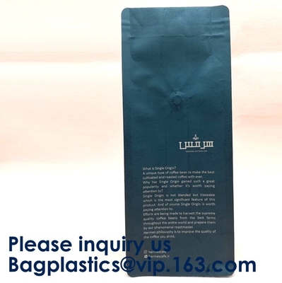 250g Heat Seal Side Gusset Yellow Coffee Pouches Bags With Valve Matte Coating Foil Flat Bottom Pouches Coffee 100g, Box