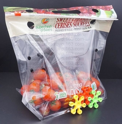 Fruits packaging bag/Grapes plastic bag with k, Air Holes Zip Handle Plastic Bags, bag with vent holes for Grape a