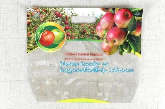 eco-friendly slider k fruit bag with air holes for grape packaging bag, slider k storage frozen bag with OEM