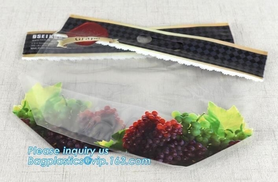 Custom colorful printed slider ldpe k bag, stand up slider zipper export pe grapes bag, zipper lock freezer storag