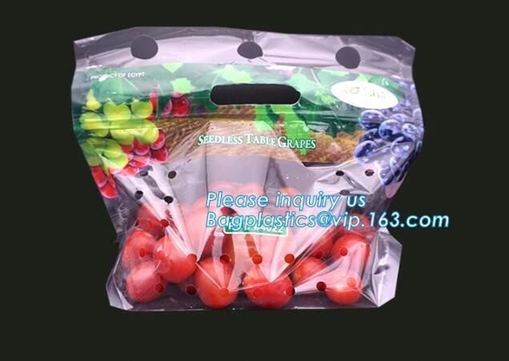 k packaging pouch with vent hole and handle, grape bag/mango bag/fruit vegetable slider, Slider Zip Lock Zipper Fr