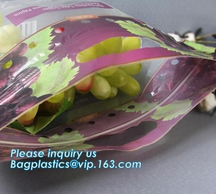 Slider Zipper Locking Bags, 3 Mil Slider Lock Plastic Bags, slider zipper lock bag grape bag for fruit and vegetable pac