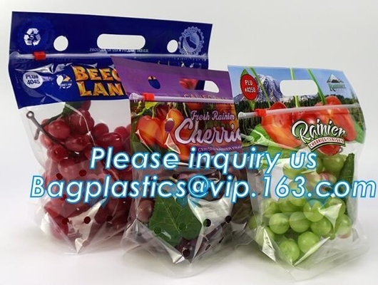 reusable clear printed zippered storage slider bag for vegetables and fruits, recyclable fresh fruit packaging k w
