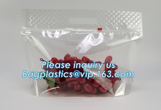 frosted reclosable zipper plastic bags with slider k, round bottom slider grape bag/table grape bag used in graper